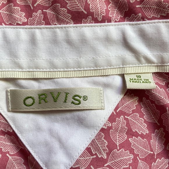 ORVIS Pink Button Up Front Collared Shirt Top Leaves Leaf Design Womens Size 10 - Picture 13 of 16
